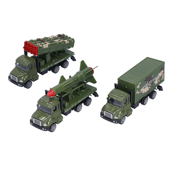 3 kappaletta 1:50 Diecast sotilasleluajoneuvoa Metallilejeeriminen Armeijan lelut Malli lapsille Pojille Taaperoille Vetää takaisin Sotilasautot