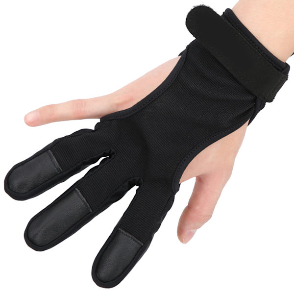 Utomhus Sport Bågskytte Fingerskydd Antiskid Andningsbar Tre Fingrar Skyddsskyddsvart S/M