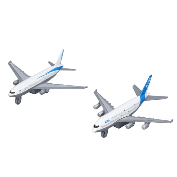 2 stk. flymodel simulering legeringsmodel legetøjssæt bærbart træk-tilbage luftfartsflymodel legetøjsdekoration