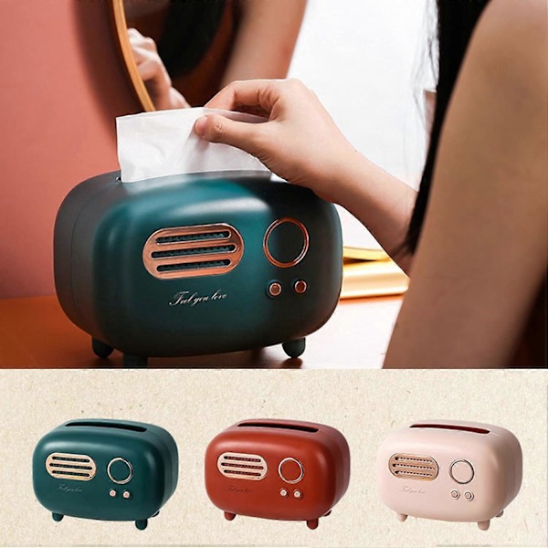 Grön Hållbar och Praktisk Retro Plast Tissue Box För Hem, Badrum, Sovrum, Barnkammare