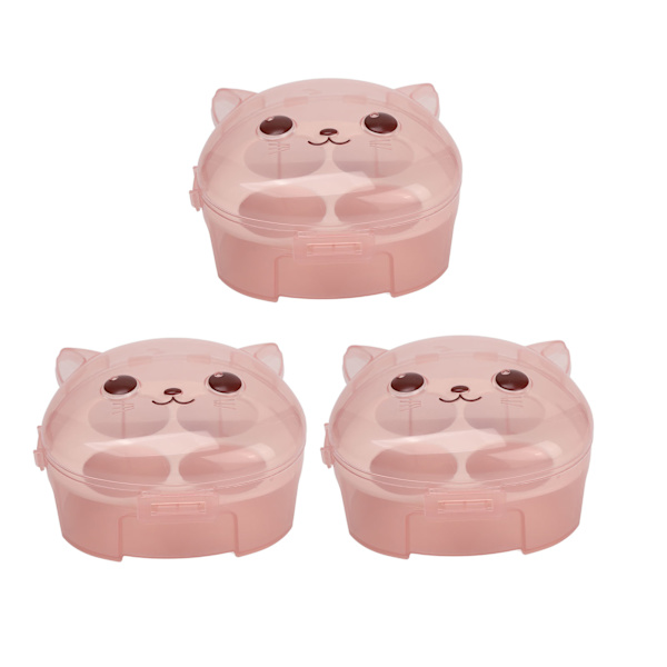 3 stk. 4 rum makeup svampeholder katteformet støvtæt transparent skønhedssvamp beholderholder