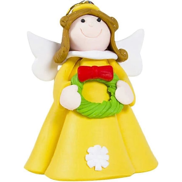 2 Pakk Juletrepynt Engel Dukke Anheng Vinget Engel Hengende Ornament Skinnende Ornamenter for Soverom Peis (Gul)
