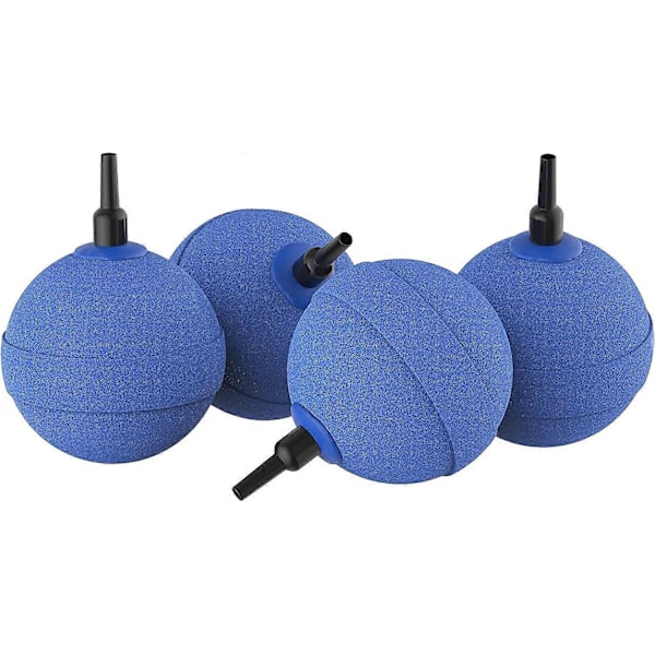 Akvarium 5cm Blå Luftstein Ball Boble Diffuser Utløserverktøy for Luftpumper Akvarier Bøtter Dammer og DWC Tanker, Sett med 4