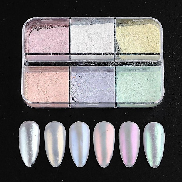 Holografiskt Iridescent Nagellackspuder med Aurora-pärlor för Manikyr Reflekterande Nagelglitterdekorationer 1909-50