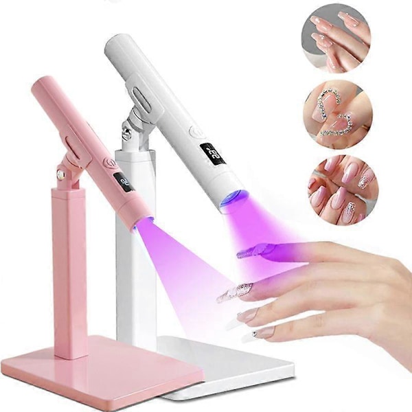 Bærbar Mini UV LED Neglelampe med Stativ til Manicure Tørrelys Professionel Ultraviolet USB Genopladelig Pink