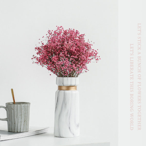 Vit Keramik Vas Vattenöverföringstryckt Marmor Blomvas för Sovrum Vardagsrum Café Restaurang Kontor