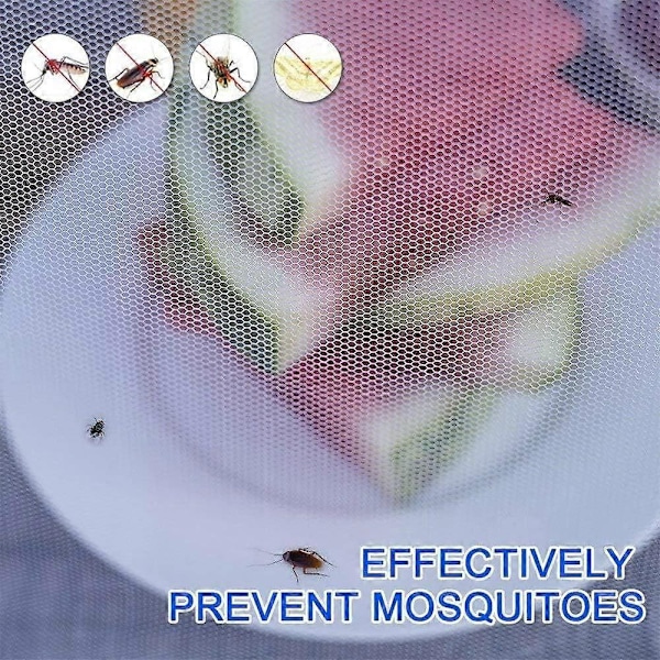 Lämpligt 8-pack Vikbart Mattskydd Nät Skärm Paraply för att Hålla Insekter och Flugor Borta, 43 x 43 cm, Vit