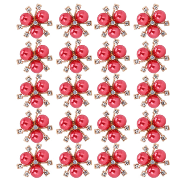 20 stk Perleblomst Rhinestones DIY Tøj manchet Broche Modesmykker Tilbehør Rød