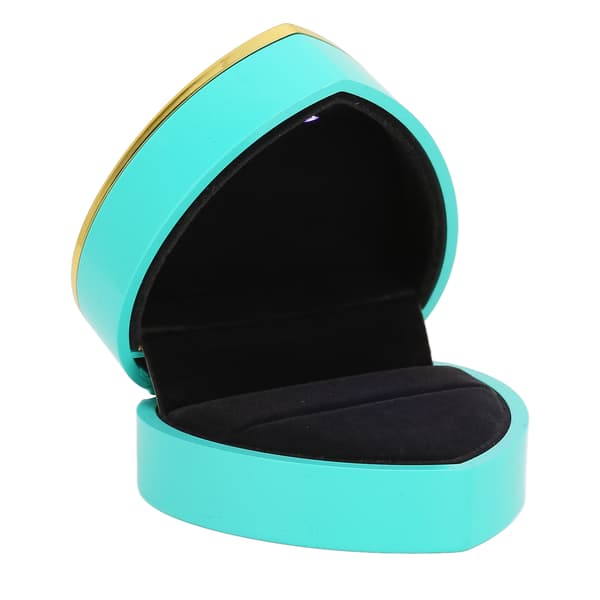 Hjärtformad ringask Elegant snygg smyckesdisplay presentask med LED-ljus för förlovning bröllop Cyan