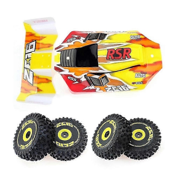 RC-auton korikuori, takasiipi ja rengassarja, yhteensopiva Wltoys 144001 144010 1/14 RC-auton päivitysosien S kanssa