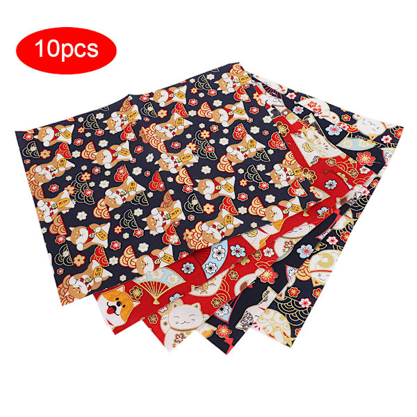 10 stk japansk stil bomullsstoff gullstempling søtt mønster quiltingstoff for DIY håndlagde 25x20cm