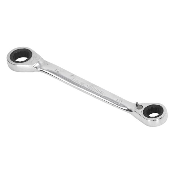 Dubbel låda spärrnyckel 12‑14mm 72 tänder krom vanadinstål dubbeländad spärrnyckel för bilreparation