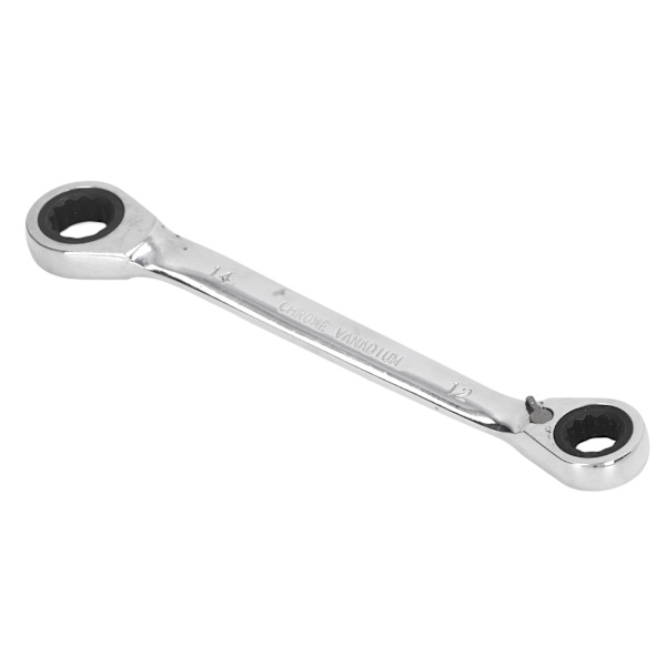 Kaksoispääratchet-avain 12-14 mm 72-hampainen kromivanadiumteräksinen kaksipäinen räikkäavain autokorjaukseen