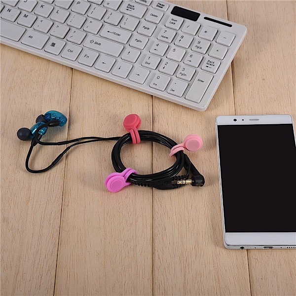 3 stk magnetisk øretelefon vikler kabel ledning holder arrangør rose gull rød rosa