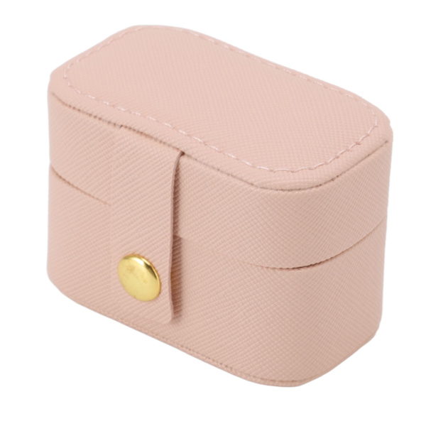 Mini Ring Opbevaringsboks PU Læder Lille Smykkeboks Organizer Lille Rejse Ørering Etui Pink