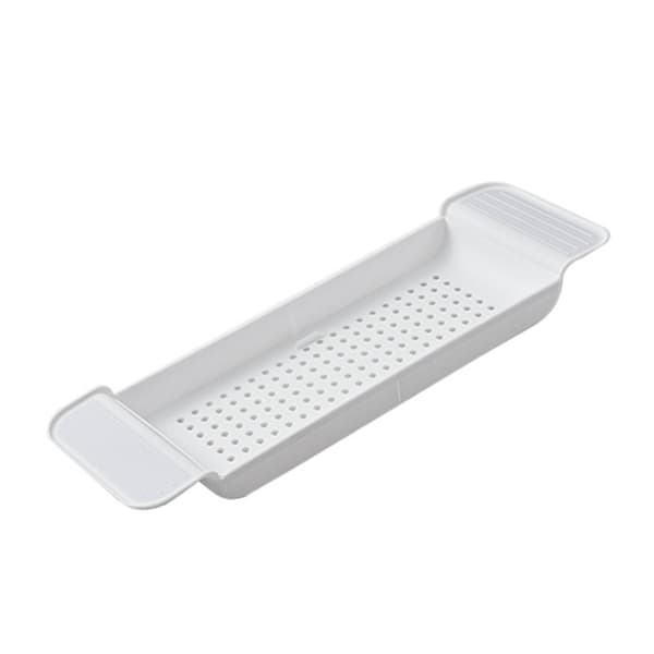Badkarsbricka Stabil Placering Utdragbart Plastmaterial Dräneringsdesign Badkarshylla Badkarsbord för Badrum Vit
