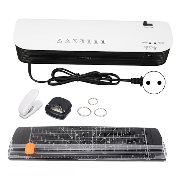 Laminatormaskin 9in A4 Termisk Varm Kall Lamineringmaskin med Skärare för Hem Skola Kontor EU-kontakt 220‑240V