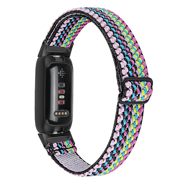 Fitbit Inspire 3 Nylon Elastinen Punottu Solo Loop Urheilukellohihna Mustalla Liittimellä