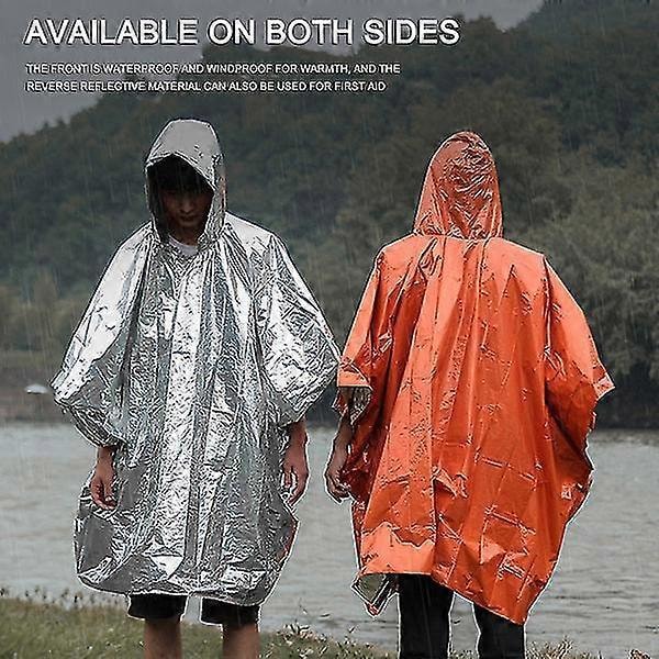 Nødregnfrakk Poncho PE Aluminium Film Fortykket Reflekterende Langt Teppe Sykkel Sykling Camping Fiske Regnfrakk Overlevelse