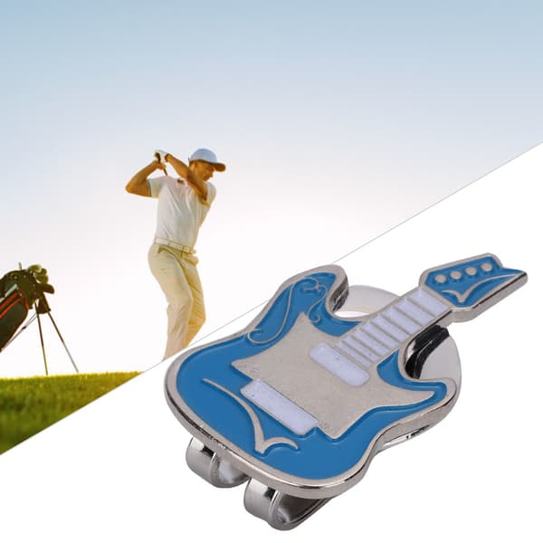Magnetisk golfcaps-hattvisirklemme med ballmarkør (blå gitar)