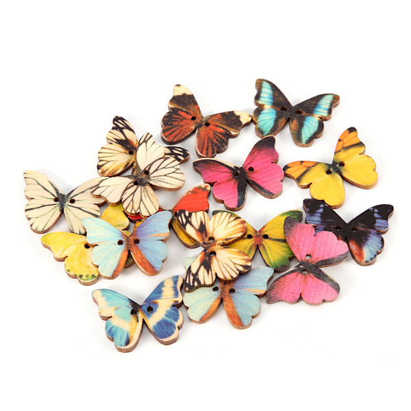 100 stk treknapper Sommerfuglformet DIY-håndverk Syutstyr Scrapbooking-dekor (21*27MM)