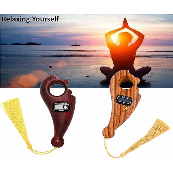 2 STK Digital Perletæller, Digital Fingertæller, Buddha Perletæller, til Meditation, Afslapning, Buddhistisk Bøn,