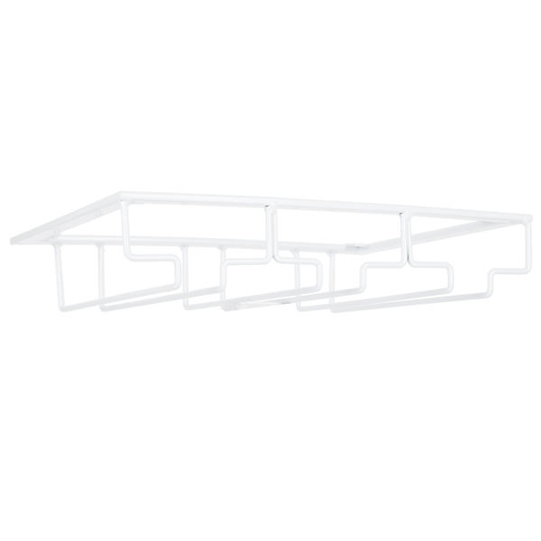 Vinglasställ under skåp, hållare för vinglas, förvaring, hängare, metallorganisatör för bar, kök, 3 platser, 30 x 22,5 cm, vit