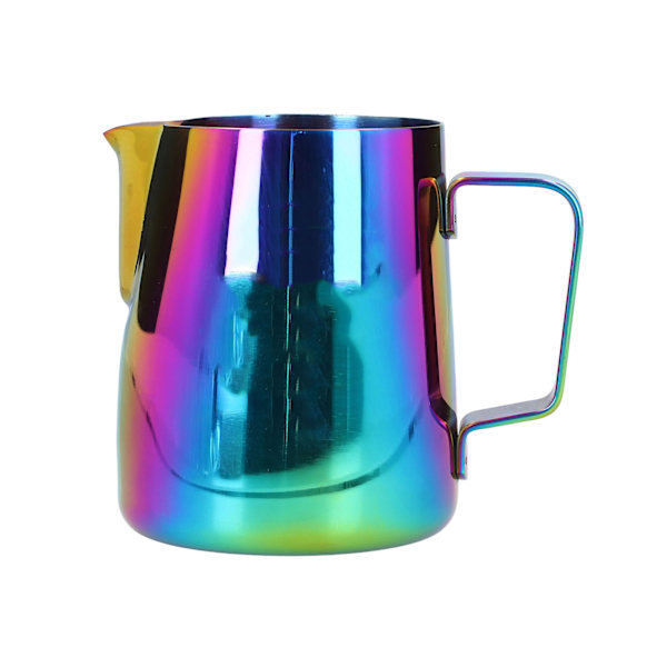 380 ml rustfritt stål melkeskummende kopp blank fargerik spiss munn kaffe melkeskummende kopp for hjem kaffebar