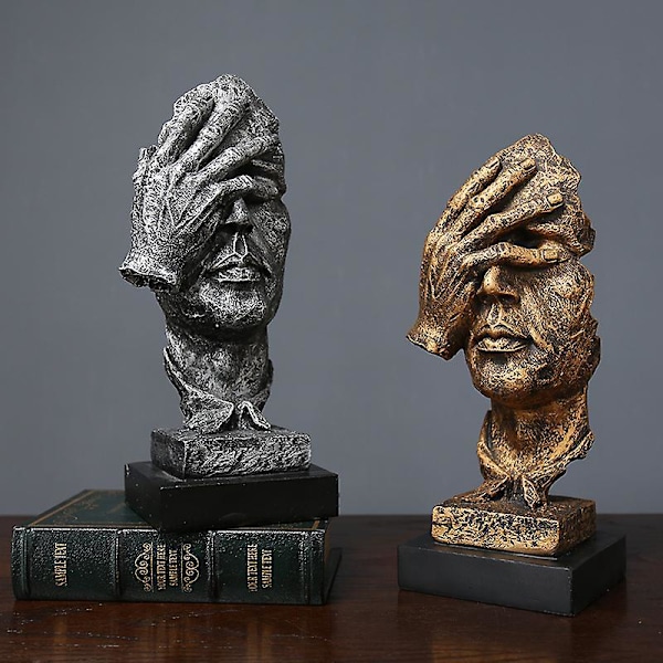 1 st Staty, Modern Resin Skulptur Dekorativ Konst Staty Kreativt Hantverk Ornament, 14*12*33cm, Silverfärg
