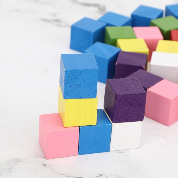 2 set färgade block set furu trä barn geometri upplysning tidig utbildning leksak 50 st färgade block 15 mm
