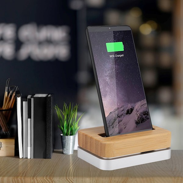 til Samdi Desktop Mobiltelefon Opladningsbase til iphone6S/6Plus/iphone7/7Plus/iphone8/X Sølv