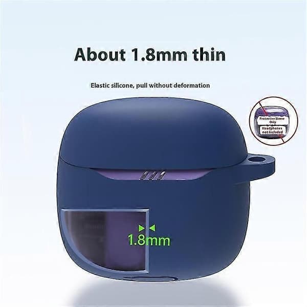 Compatible Protective Case for JBL Tune Flex 2 Bluetooth-compatible Headphones Silicone Shell with Hook DarkBlue