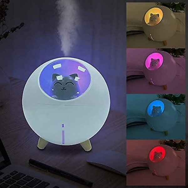 Mini Luftfuktare, USB Bärbar Tyst Luftfuktare, Söt Baby Luftfuktare, Sovrumsluftfuktare med LED-Nattlampa för Sovrum, Kontor