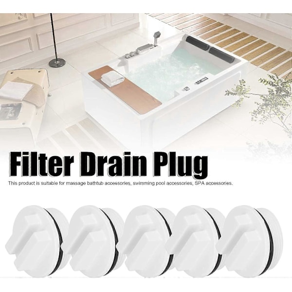 Vinterplugg, Filteravtappningsplugg med O-ring Gängad Pool Spa Returledning 5 Stycken Vinterplugg Pool Avtappningsplugg för Simbassänger