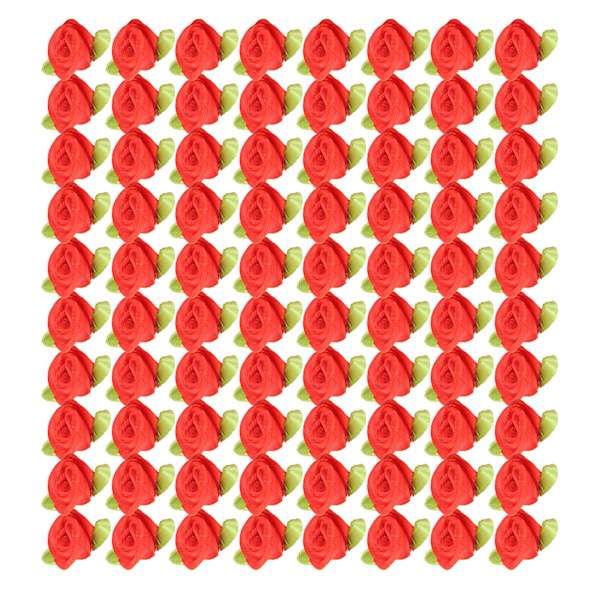 450 st mini sidenband rosor dekoration båge blomma med blad prydnad för DIY sömnad hantverk röd