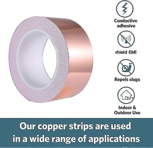 50m x 25mm Copper Tape - EMI Shielding Tape - Kapton Tape