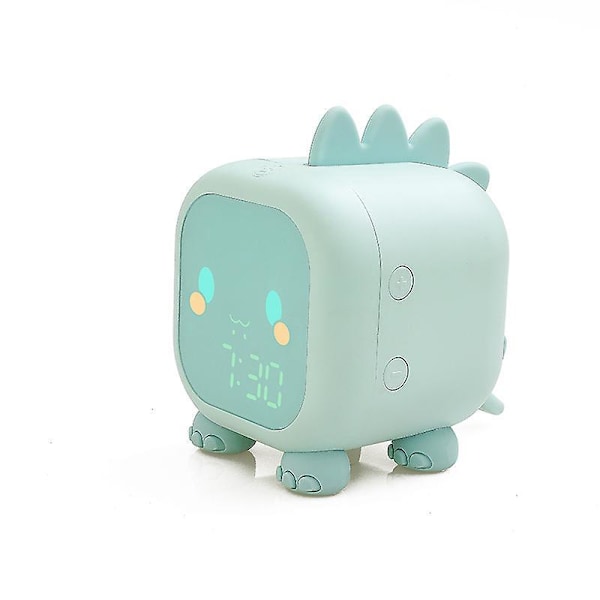 Dinosaur Kids Alarm Clock - Cute Digital Clock for Boys Bedroom, Children's Sleep Trainer (Blue)