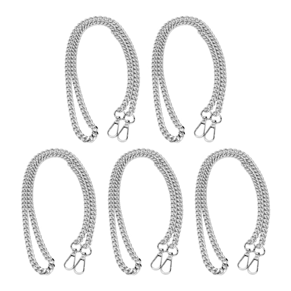 5pcs Metal Curb Chains 3.28ft Each DIY Handcraft Straight Head Buckle Link Chain Jewelry Making Chain Silver