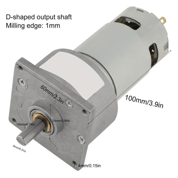 35W Micro DC metalgearmotor hastighedsjusterbar CW/CCW (12V 600rpm)