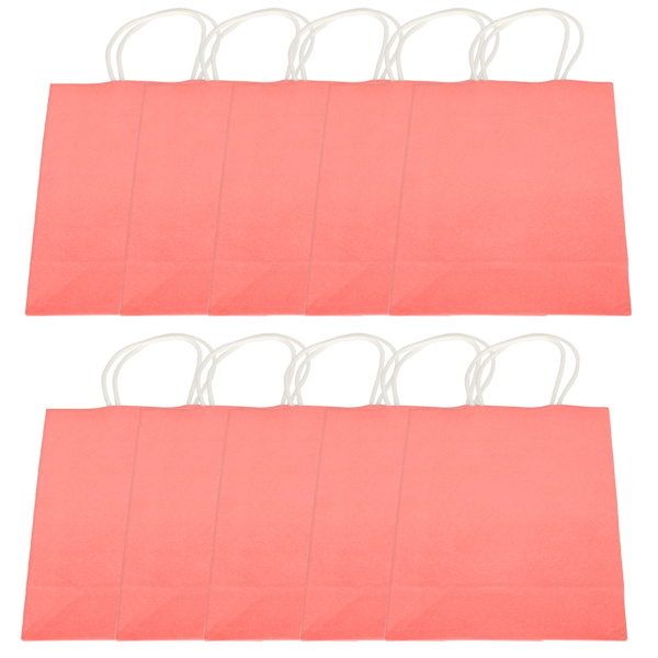 10st Bärbar Kraftpapperspåse Förpackning Presentpåse Tillbehör för shopping Födelsedagsfester15 x 8 x 21cm Rosa