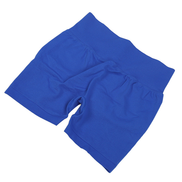 Kvinnors höga midja höftlyft yogashorts mjuka elastiska gym löpning midja åtdragande träningshorts blå L