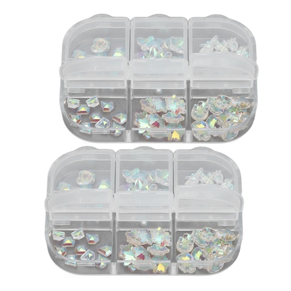 2st 6 Grids Nail art Olika former Glitter Manikyr Dekorativa prydnader för hemsalong