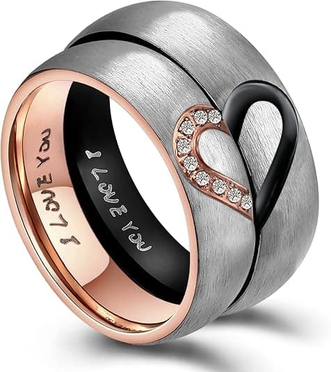Hans & Hennes Äkta Kärlek Hjärtlöfte Ring Rostfritt Stål Par Vigselringar Toppring, 6mm