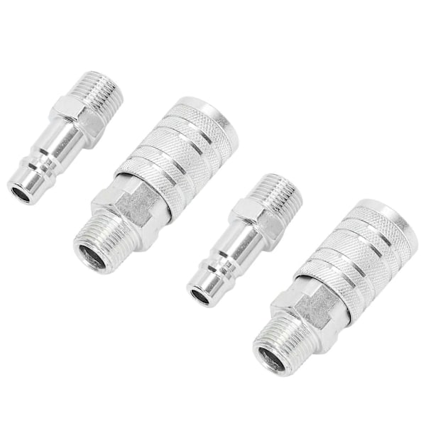 4 stk. Luftslangekobling Hurtigkobling 1/2in NPT Hann Hunn 300PSI Høy Flow Pneumatiske Slangekoblinger