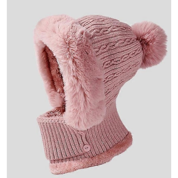 Vinter Varm Stickad Mössa och Halsvärmare Set, Flexibel Stickad Mössa, Dam Stickad Balaklava för Utomhussporter One Size