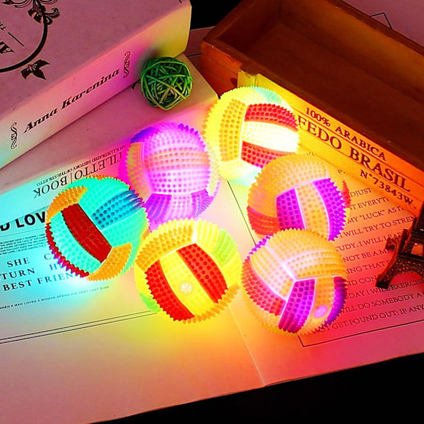 5 stk blinkende hoppende baller spretne stressball leker myke pigg lys opp spretne baller treningsutstyr leker