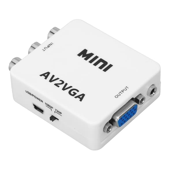 HD 1080P Mini Videoomvandlare AV till VGA Dator till TV Videoadapter med Datakabel