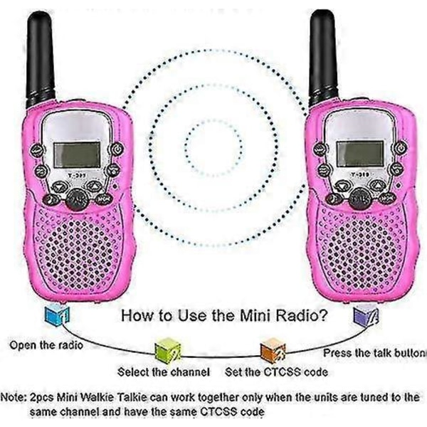 2 X Walkie Talkie Barn, 2-vägsradio med 8 kanaler LCD-skärm Vox Ficklampa 10 Signaler Låskanaler Present Kanal Walky Leksak (batteri