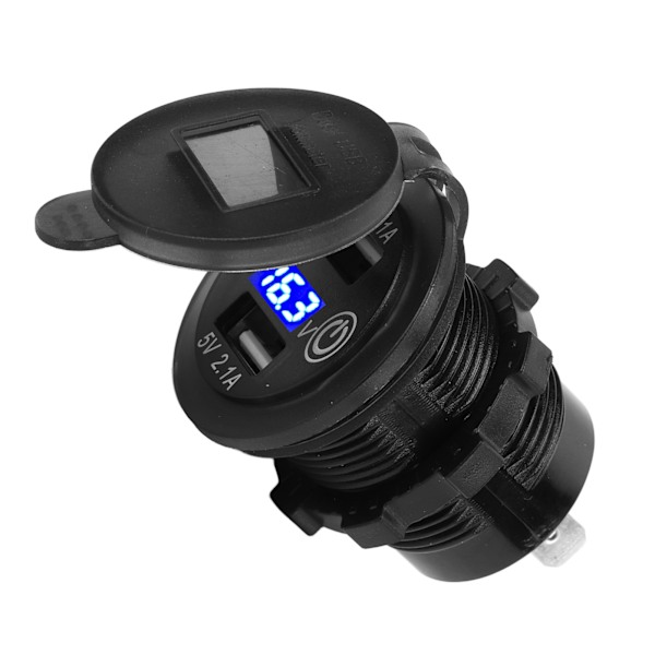 Billader for bil med dobbel USB-port, hurtiglading, spenningsvisning, universell for 12-24V lastebiler motorsykler