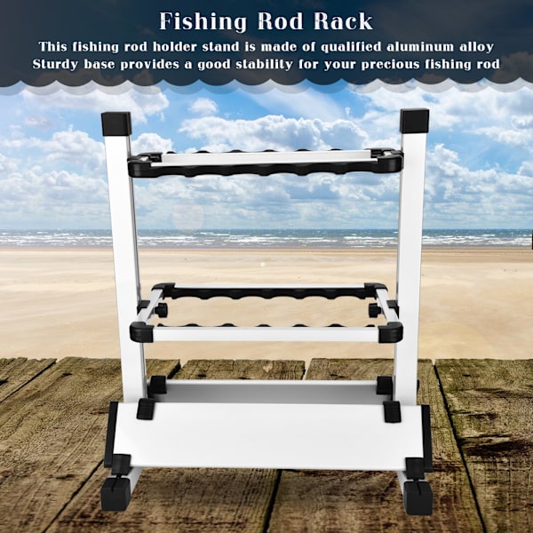 Lett fiskestangstang holder stativ arrangør rack for 12 stenger